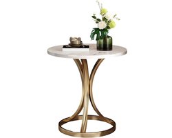 AIZYR ronde bijzettafel, kleine bijzettafel en nachtkastje met goudkleurig metalen frame, salontafel voor kantoor, woonkamer en slaapkamer