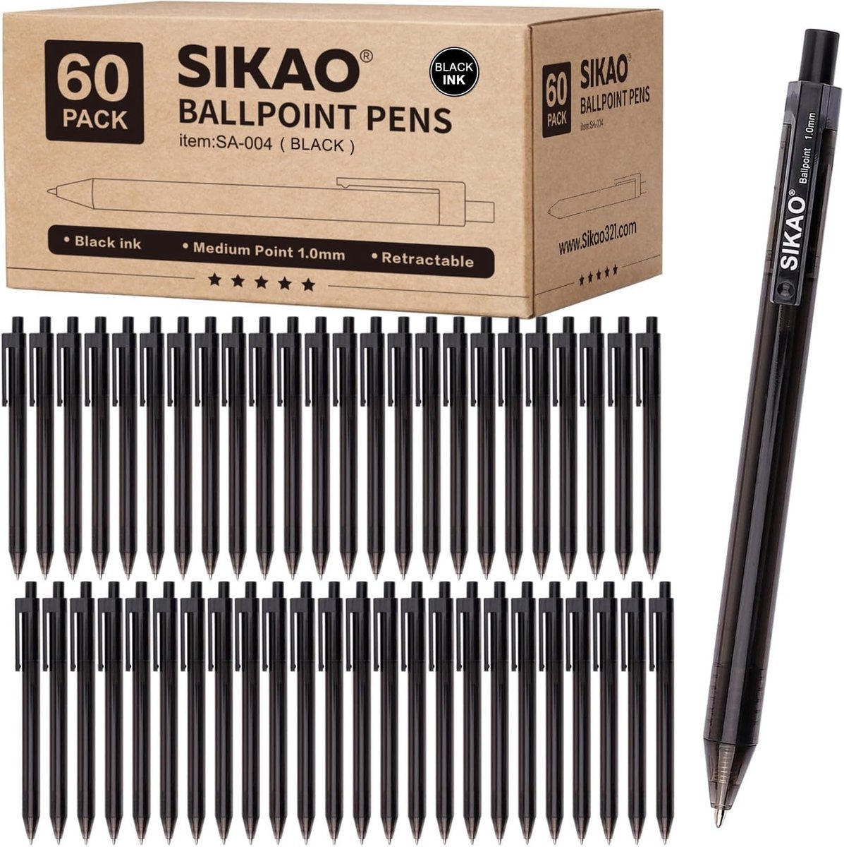 Wholesale Bulk Retractable Ballpoint Pens Medium Point 1mm Assorted Color Without Print 60-Count - ShopVlot