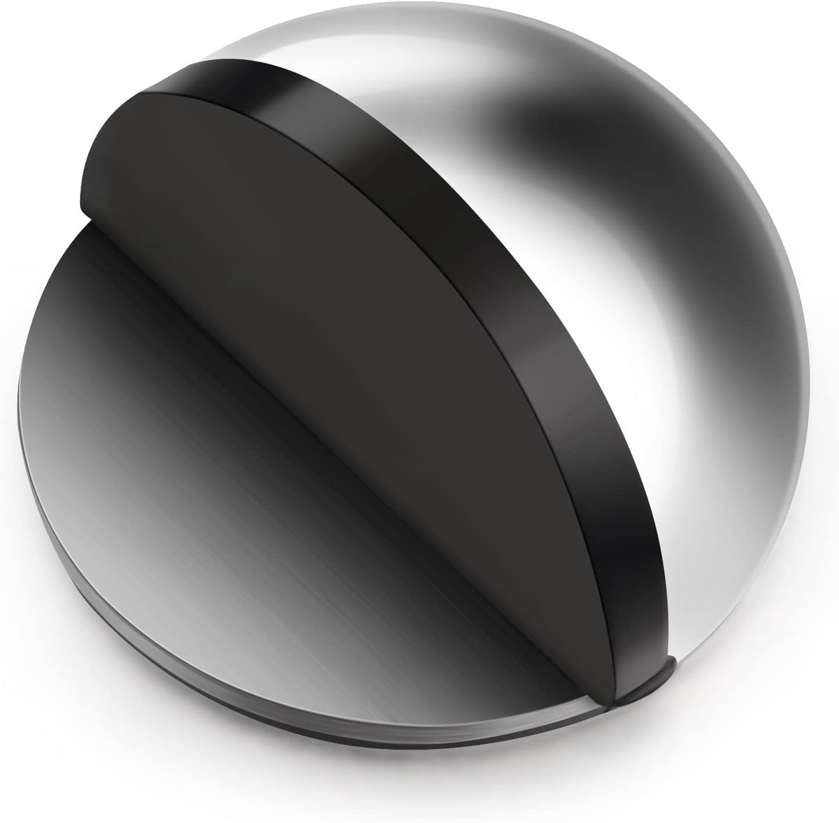 Deurstopper van roestvrij staal, zelfklevend, halve maan met rubber, wandbescherming zonder boren, zilver, 1 stuk - ShopVlot
