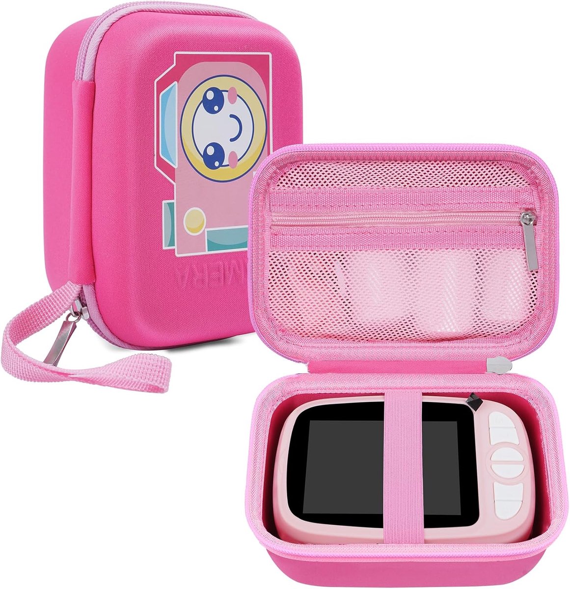SnelShoppen - Kids Instant Camera Tas - Opbergzak met Binnencompartiment - Geschikt voor Directe Foto Camera's - Roze - Kinderen Accessoires voor Fees