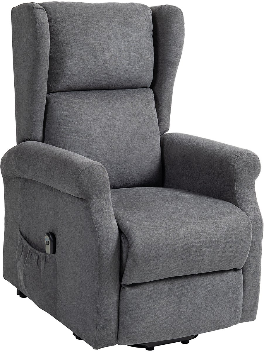 Homona Sta-opfauteuil - Met elektrische verstelling - 200 kg belastbaar - 74 x 94 x 111 cm - Donkergrijs