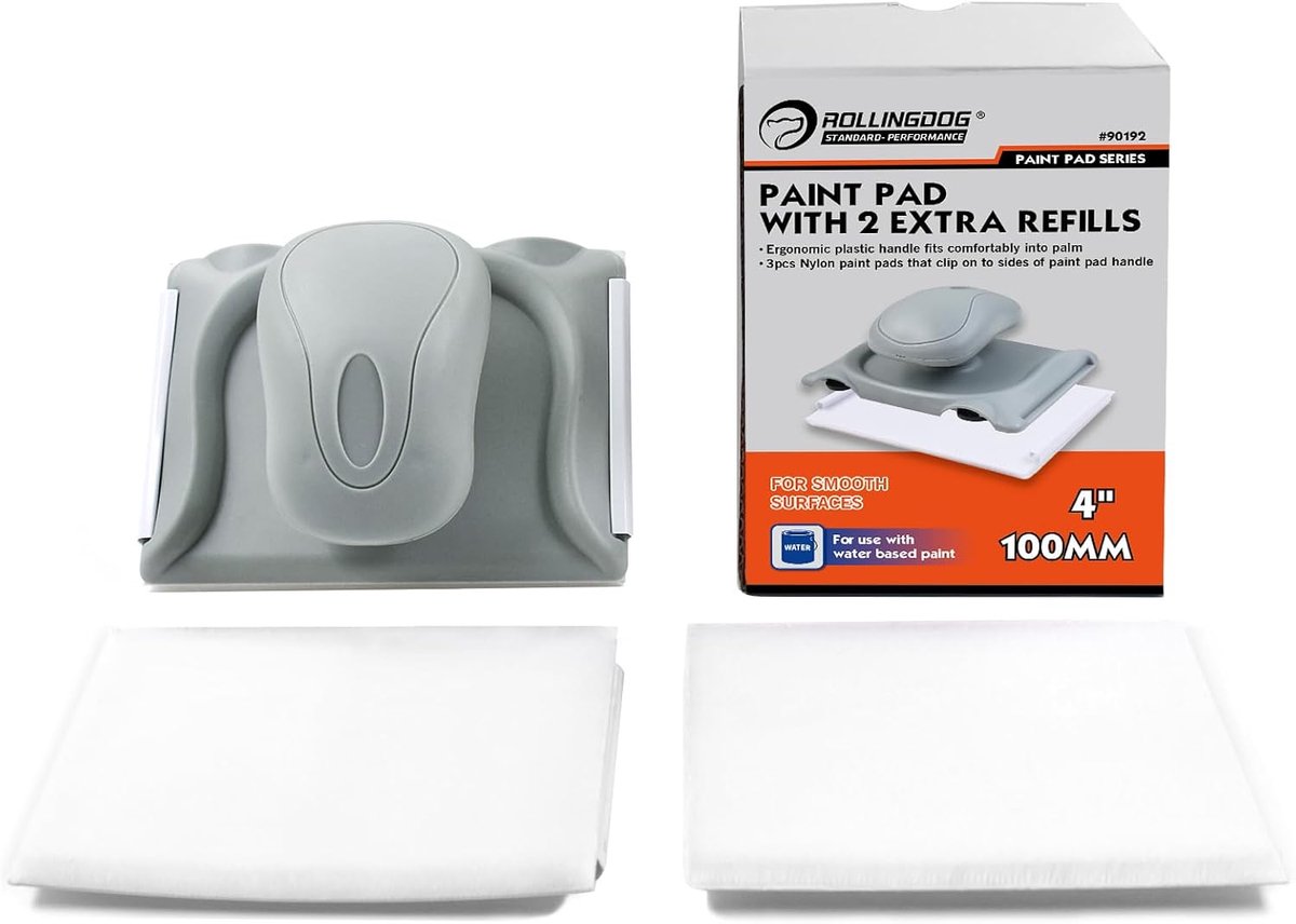 ROLLINGDOG Paint Pad Set - 4 Inch Paint Edger Pad with 3 Pieces Paint Pad Refills for Smooth Wall Ceiling Windows Cut - ShopVlot