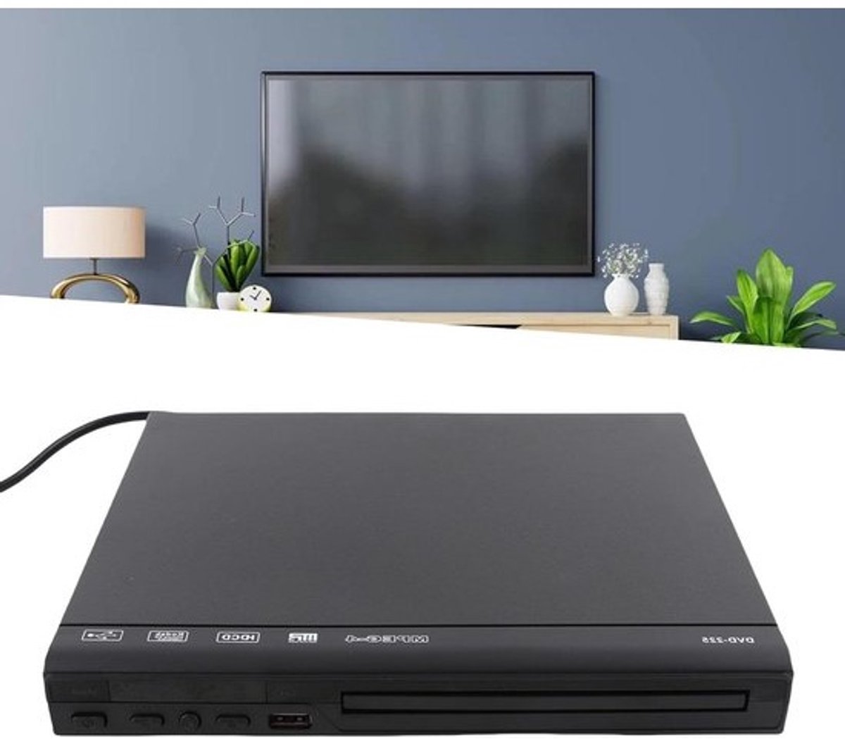 Mini-dvd-speler - Mediaspeler voor tv - Films kijken - HD-beeldkwaliteit - Compact formaat - Zwart
