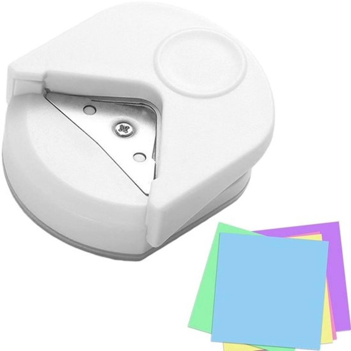 Hoekronde pons - Randsnijder voor papier - Voor knutselen en kaarten - Afvalvrije werking - 4 mm radius - Wit