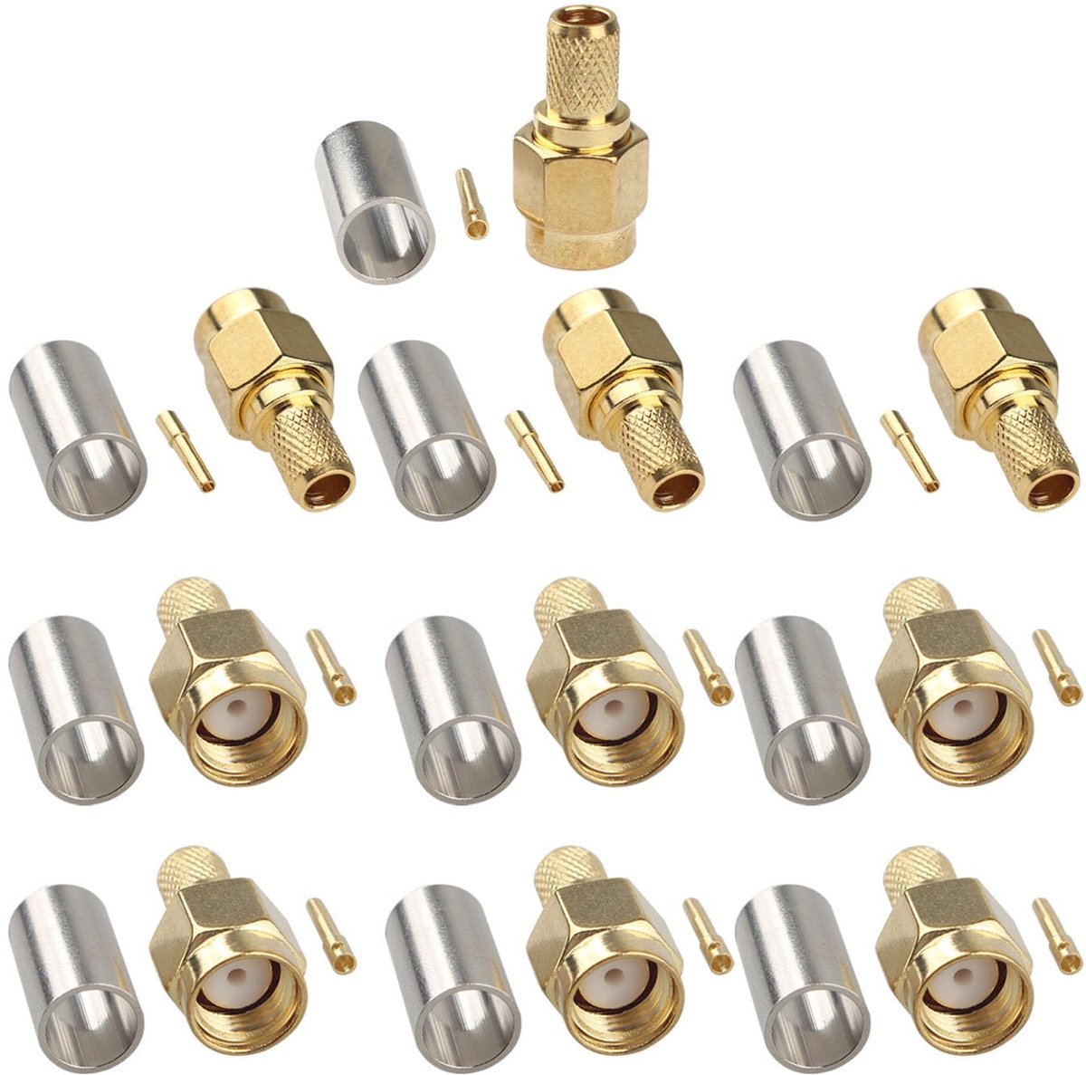Image of 10PCS RPSMA Plug Crimp Low Loss RF Connector RPSMA Male Plug Straight Adapter Attachment for RG174 RG316 RG188 RG188A - ShopVlot