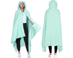 Catalonia Classy Blanket Poncho with Hood, Wearable, Cuddly Blanket with Side Pockets, Comfortable Sherpa Fleece - ShopVlot