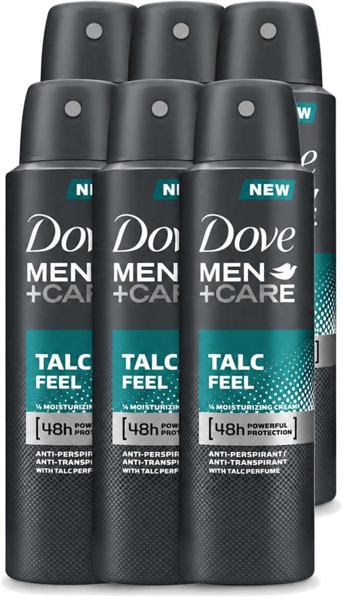 6 x Dove - Deodorant - Men Care Talc Feel - Zachte en verzorgende bescherming - 150 ml - Voordeelverpakking - 6 stuks