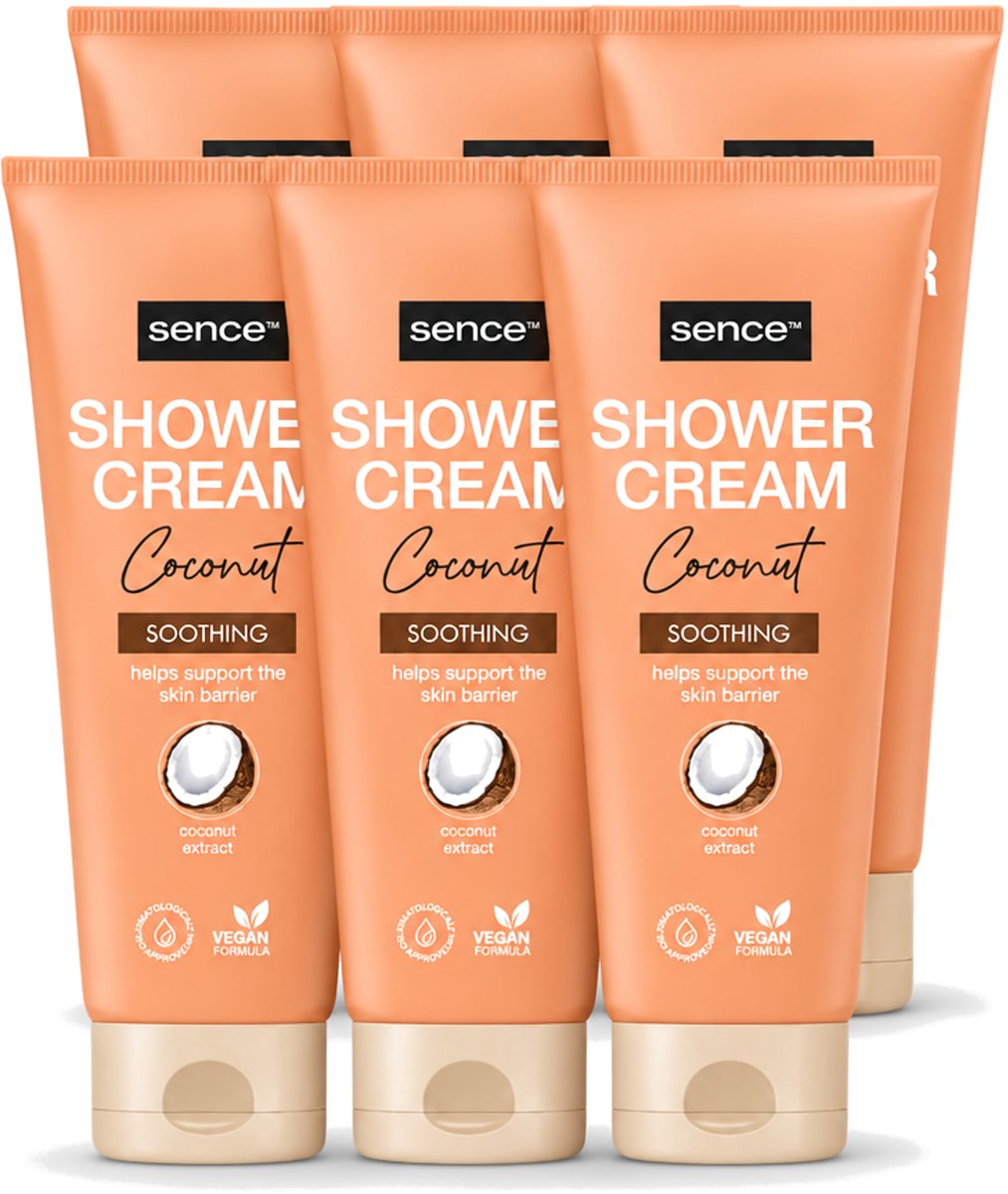 6 x Sence - Coconut - Douchecrème - Verzorgend - 200 ml - Voordeelverpakking - 6 stuks