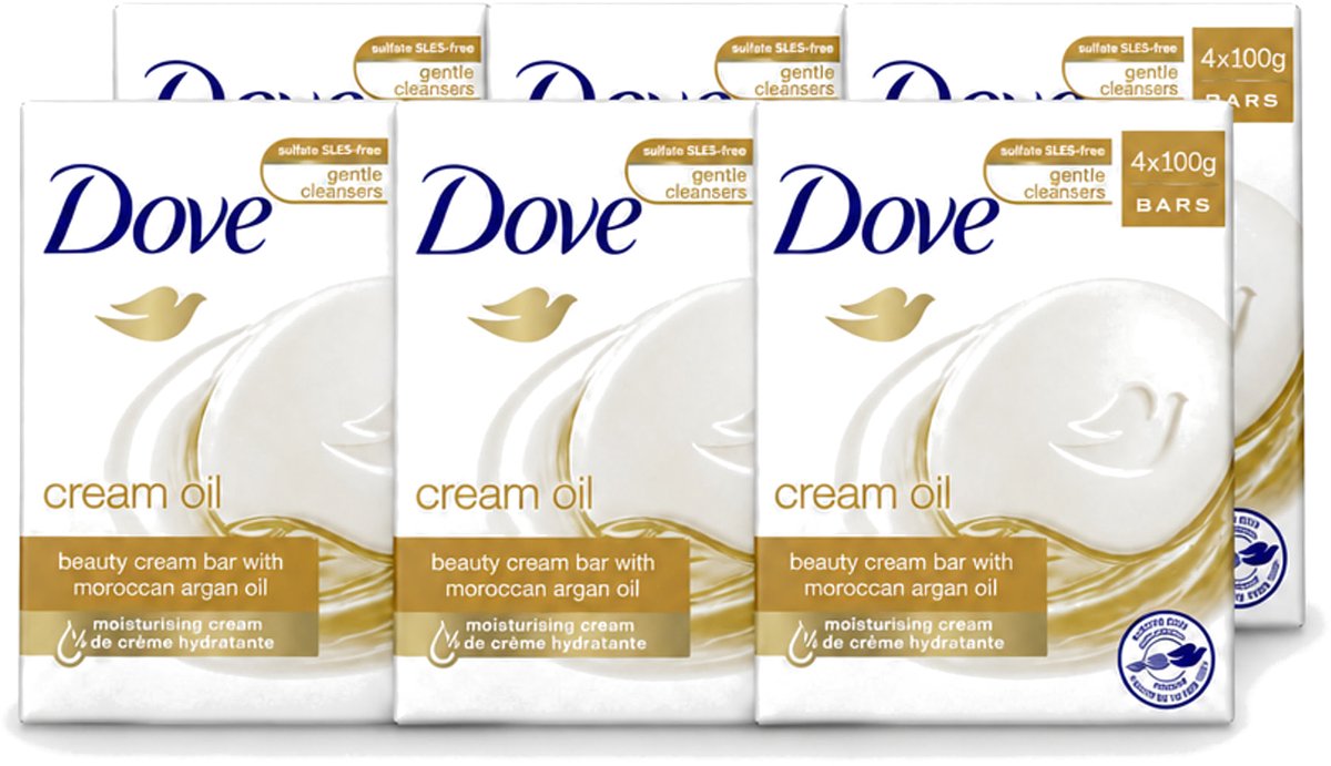 6 x Dove – Zeep – Cream Oil Soap Bar – 4 x 100 g - Voordeelverpakking - 6 stuks