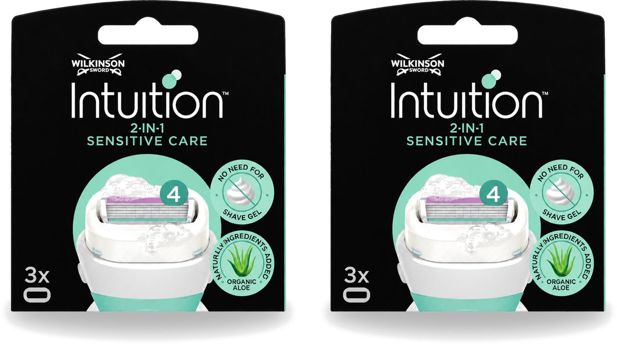 2 x Wilkinson – Scheermesjes – Intuition Dry Skin Sensitive Care – 3 Scheermesjes - Voordeelverpakking - 2 stuks