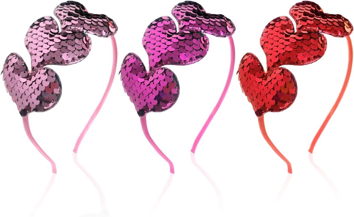 Pack of 3 Heart Headbands, Sequin Headbands, Cute Headbands, Shiny Headbands, Hair Accessories for Girls. - ShopVlot