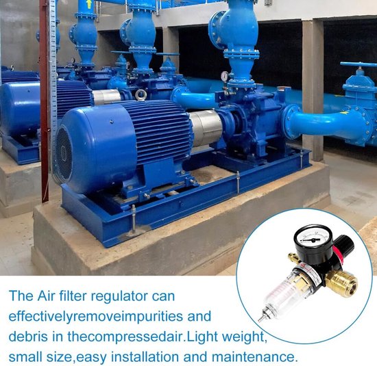 Drukregelaar voor Samengeperste Lucht met Waterafscheider en Filteraccessoires, 1/4 Inch, Ideaal voor Compressoren en Luchtgereedschap — afbeelding 3