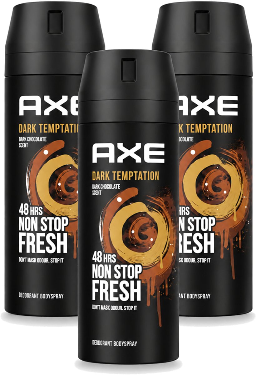 3 x Axe – Deodorant Spray – Dark Temptation – 150 ml - Voordeelverpakking - 3 stuks