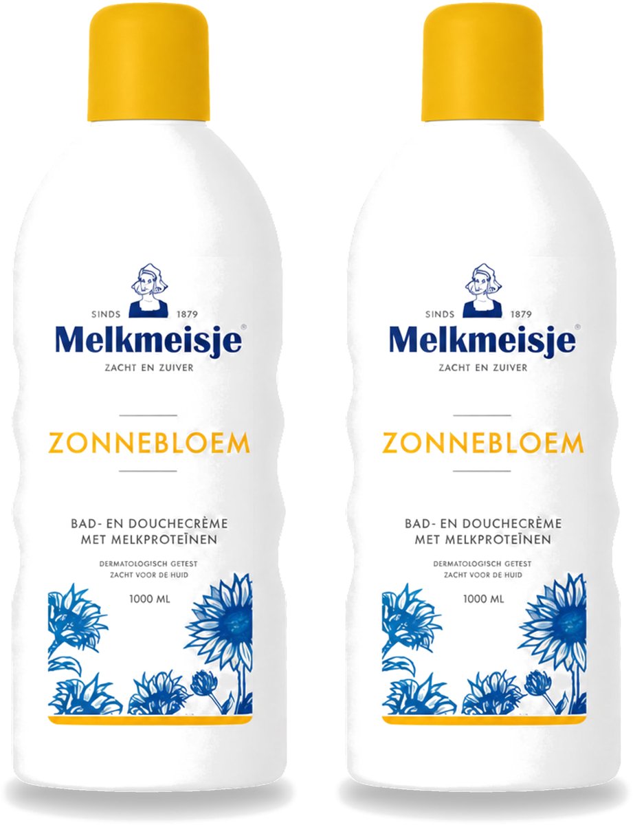 2 x Melkmeisje - Bad & Douche Zonnebloem - Romig Parfum - 1000 ml - Voordeelverpakking - 2 stuks