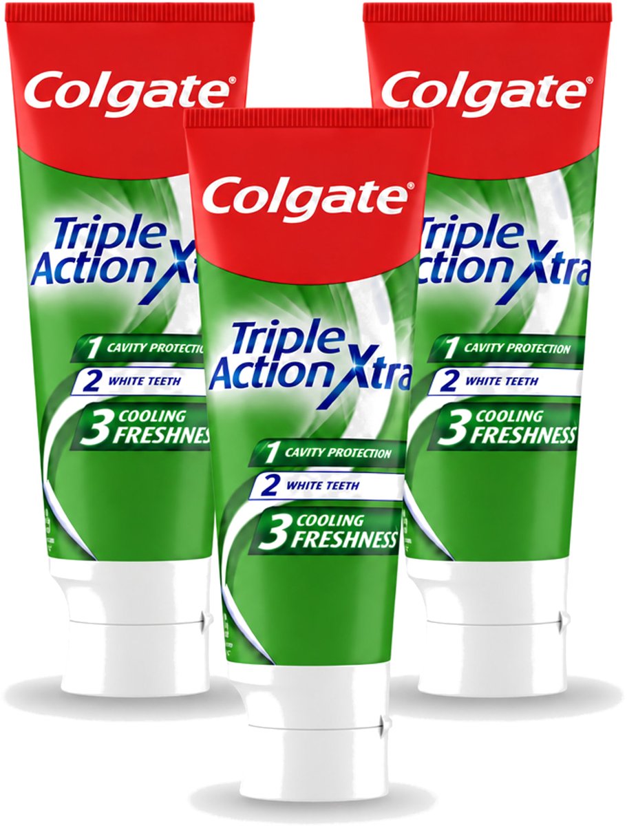 3 x Colgate - Triple Action - Xtra Fresh - Tandpasta - 75ml - Voordeelverpakking - 3 stuks