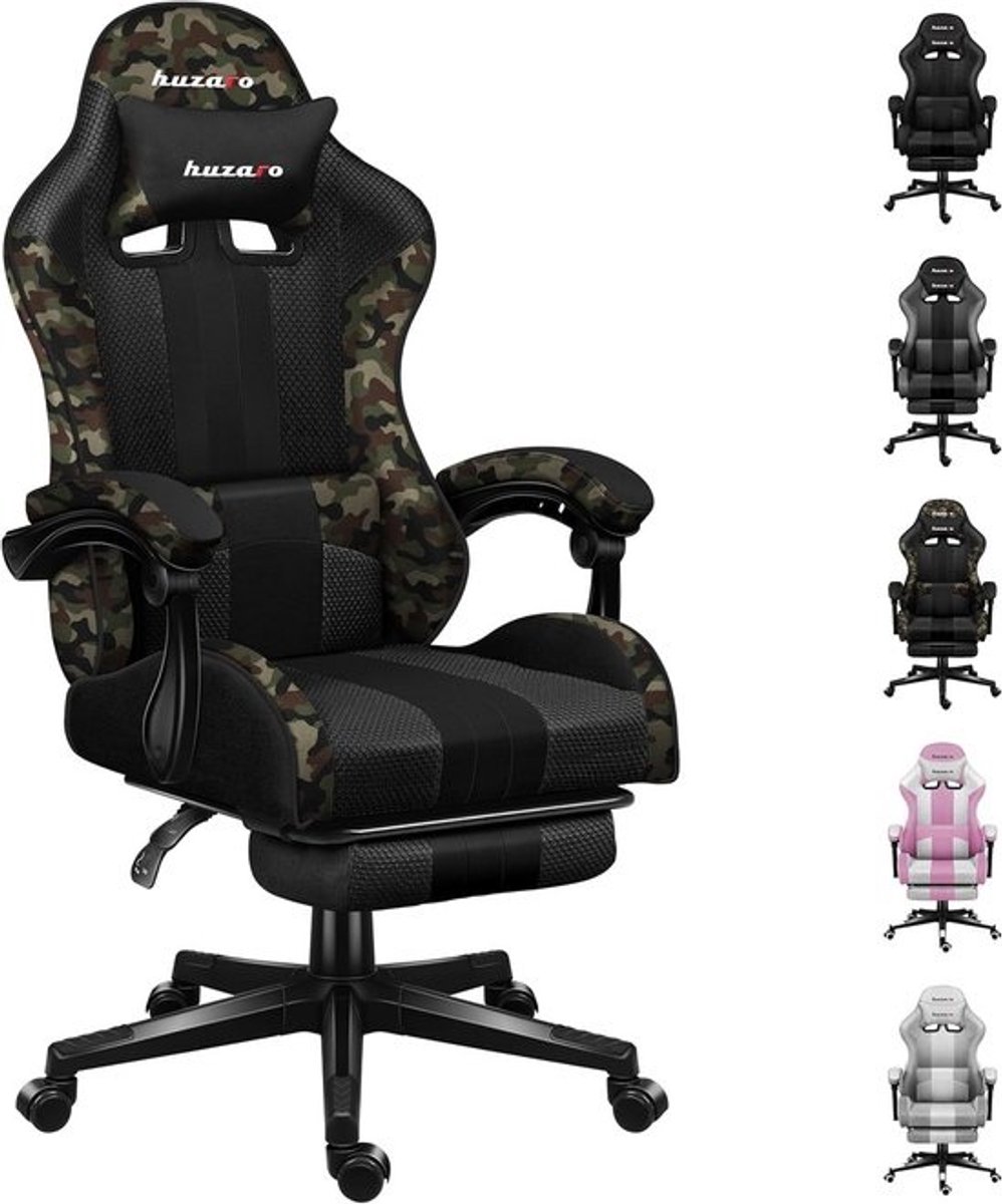 ergonomische gamingstoel - met voetensteun - camouflagepatroon