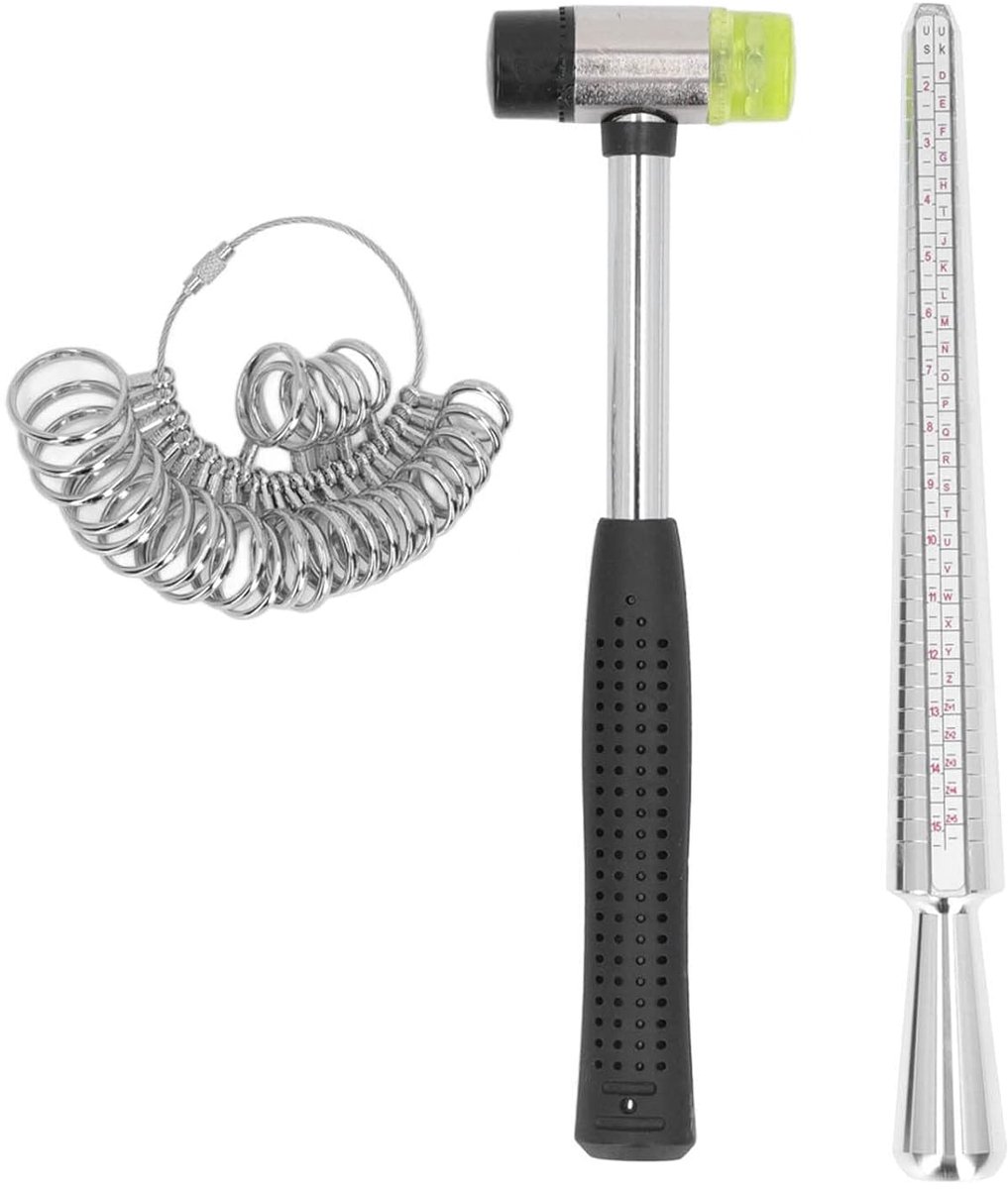 Sizer Meetinstrument Juwelier Hamer Hamer Metalen Vinger Maat Stok Draad Wrap Ringen Gereedschap Sieraden Maken Kit