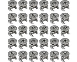 30 stuks excentrische meubelverbinders YUTOU 15x12mm, meubelverbinders, kastverbinders, zinklegering excentrische nok voor kast, lade, commode en kleerkast, meubelpanelen