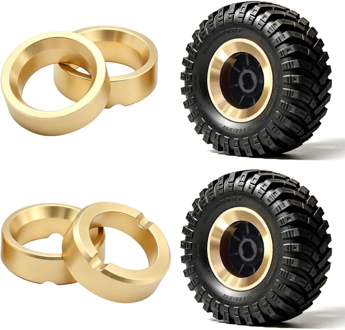 4Stks Messing Wiel 3.7g Gewichten Ring voor AXIAL SCX30, CNC Balans Ring voor SCX30 Upgrades Carrosserie Wielen, Rock Crawler Onderdelen Accessoires voor RTR RC Auto