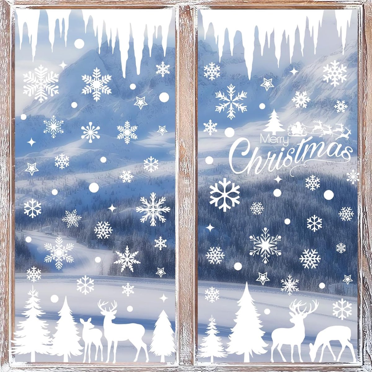 Raamstickers - 214 Stuks Zelfklevende Wit Sneeuwvlokken Kerst Stickers, Statische Kerststickers, Raamafbeeldingen voor Kerstmis