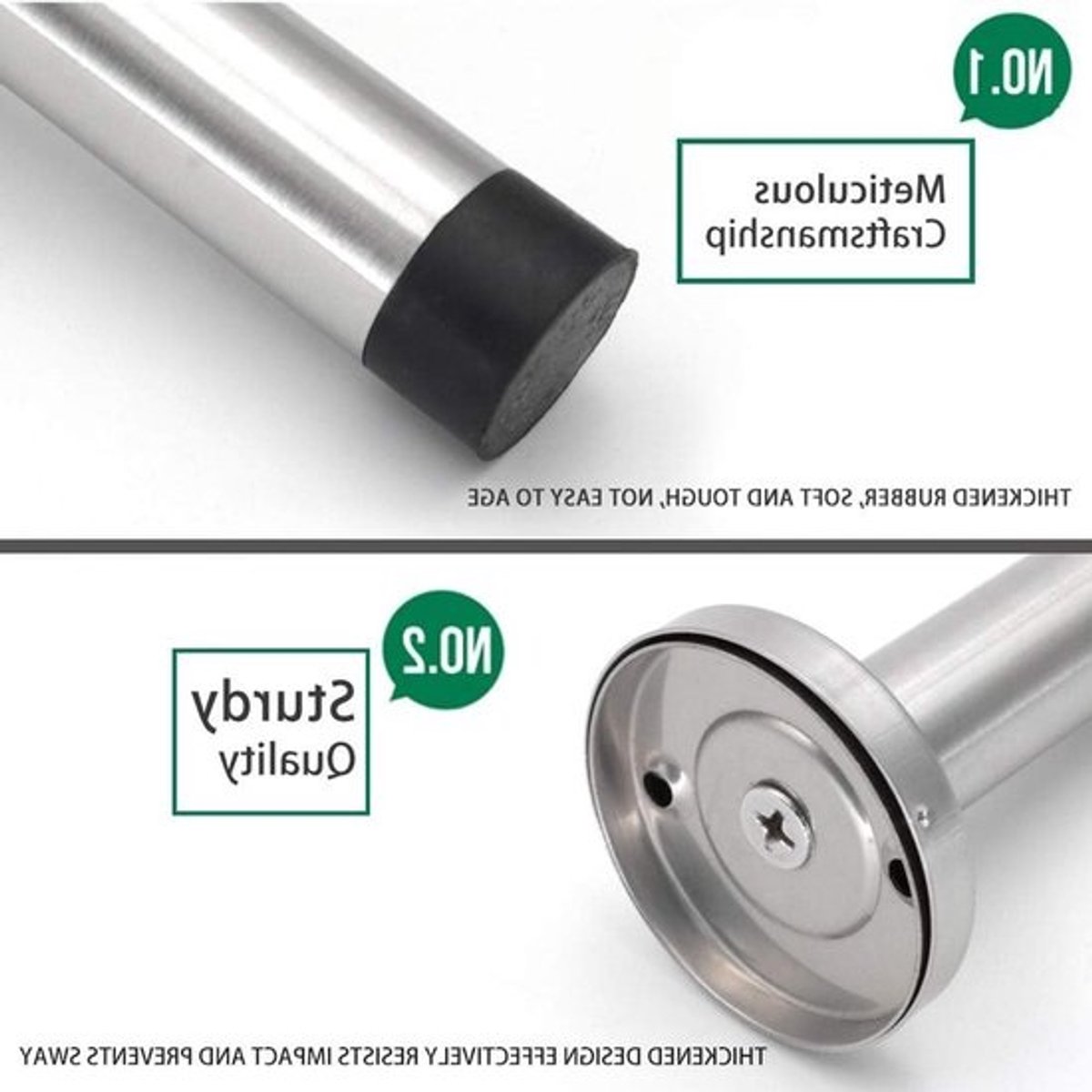Duurzame deurstopper - Rubberen buffer - 5 inch - Roestvrijstalen deurhouder voor thuis en kantoor