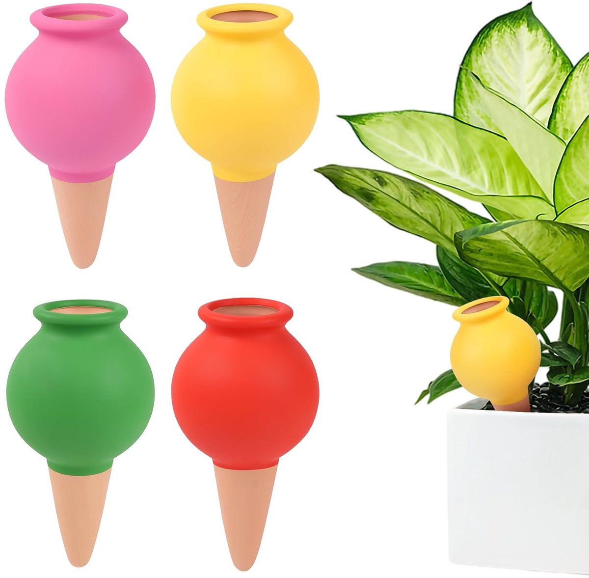 4 stuks irrigatie voor binnenplanten, terracotta om te planten
