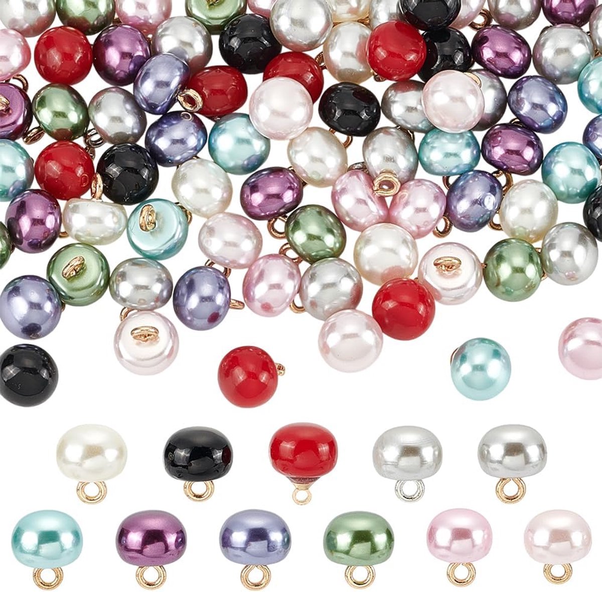 Knopen Half Hars Dome Cap 10mm Ronde Parel Knopen met Schacht Naaiknoppen Plastic Decoratieve Knoppen voor Kleding Naaien Shirts Hoeden Decoraties DIY Ambachten