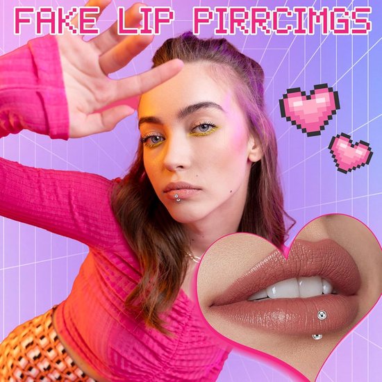 4 vellen gezichtssieraad lippensteker, 660 stuks neppiercing, niet-piercing, wenkbrauw-neus-lip-oorstekers, Y2k, fake wenkbrauwpiercing, accessoires met pincet, voor vrouwen en mannen, zilver — afbeelding 3