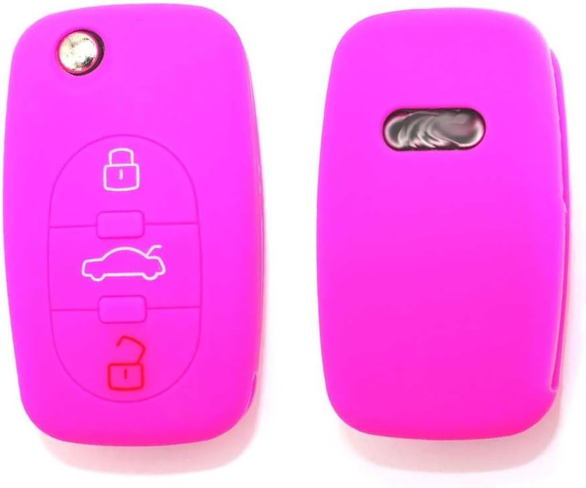Autosleutelhoes compatibel met Audi 3 knoppen Roze