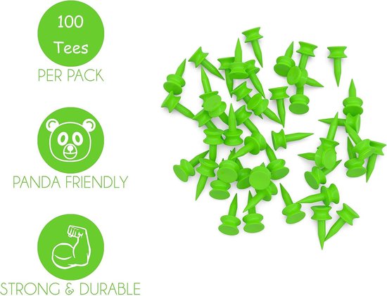 Plastic Golf Tees, Pack of 100, 25 mm, Small Green Golf Tees, Colour Golf Exercises for Golfers Golf, Plastic Castle - ShopVlot — afbeelding 3