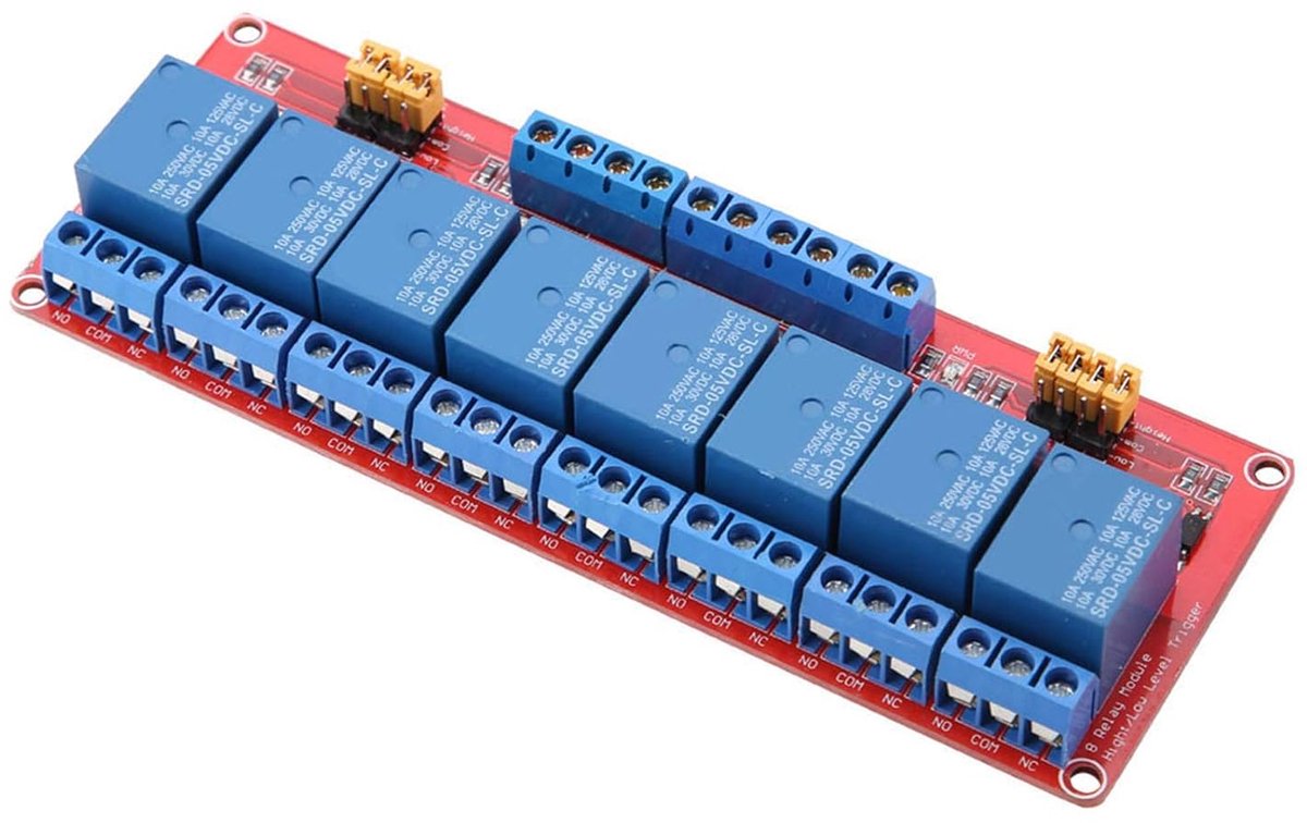 DEWIN relay module, 8-channel optocoupler relay module card high and low trigger (5V) - ShopVlot