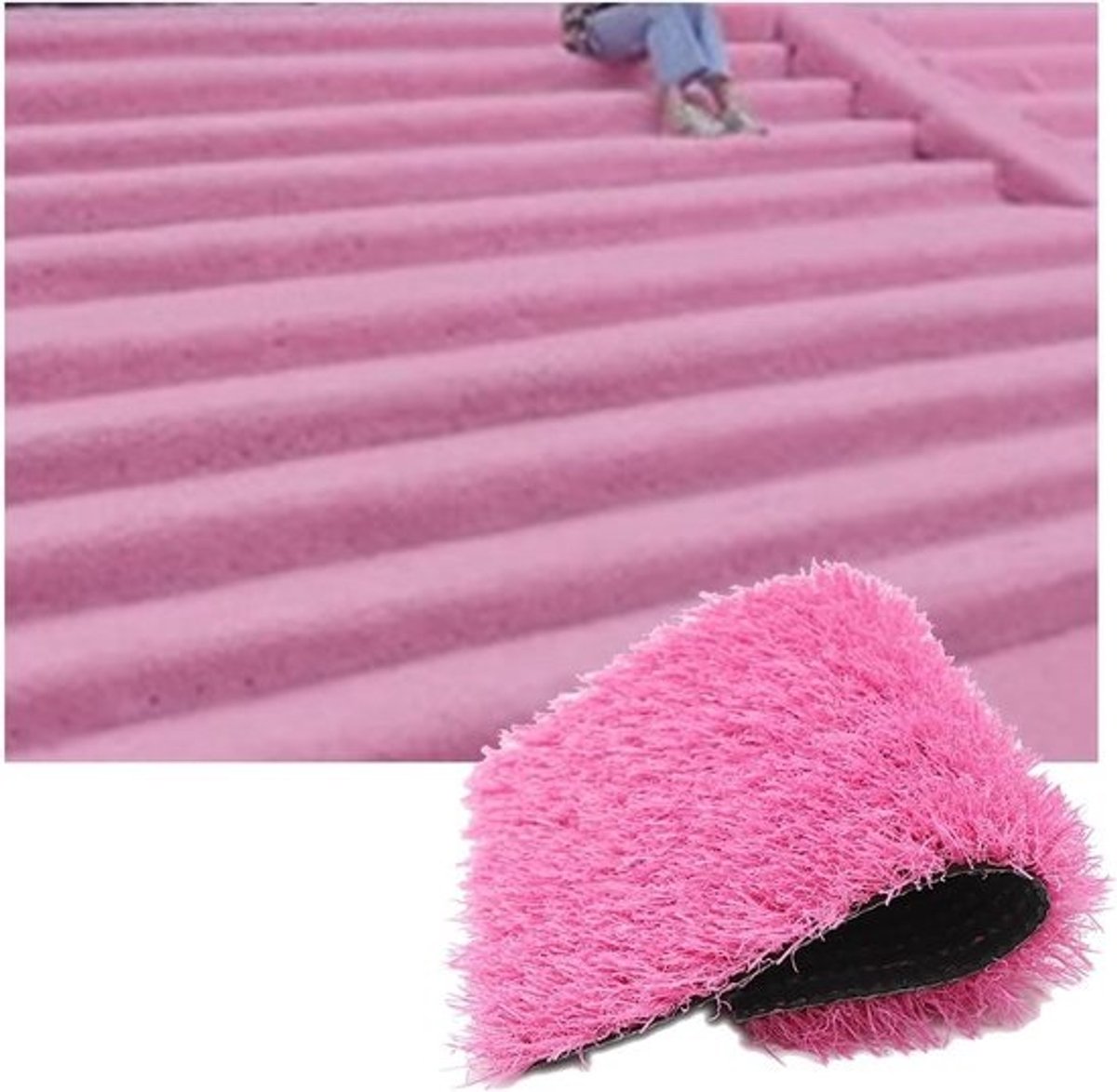 Kunstgras op rol - Kunststof tapijt - Decoratie voor binnen - Onderhoudsvrij gazon - 4 x 1.1 meter - Roze