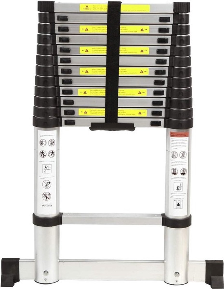 Telescopische aluminium ladder met 11 treden - 3,2 m hoogte