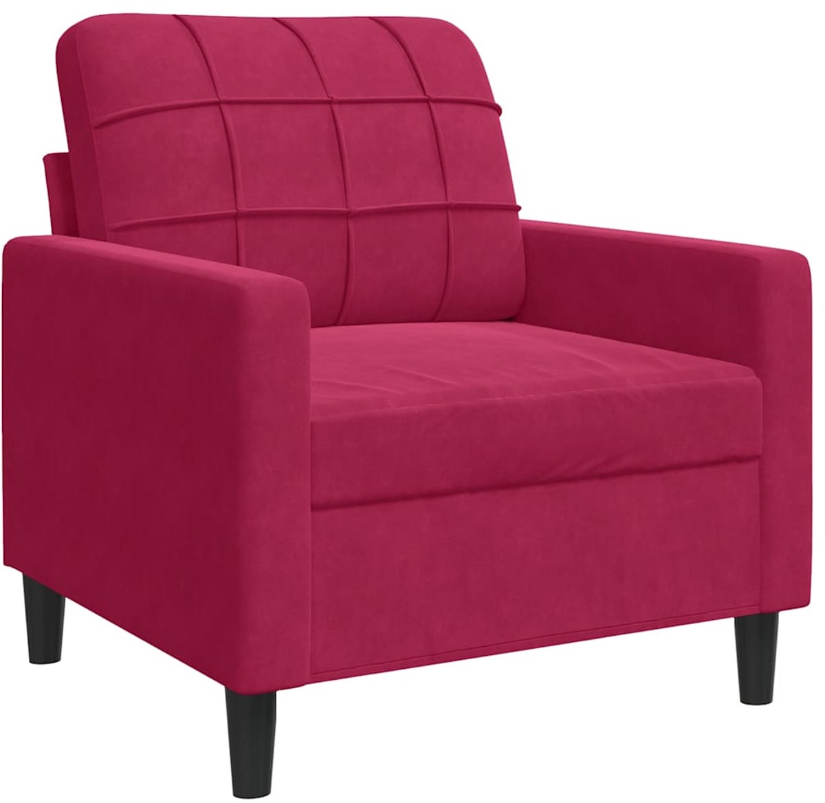 vidaXL Fauteuil - 60 - cm - fluweel - wijnrood