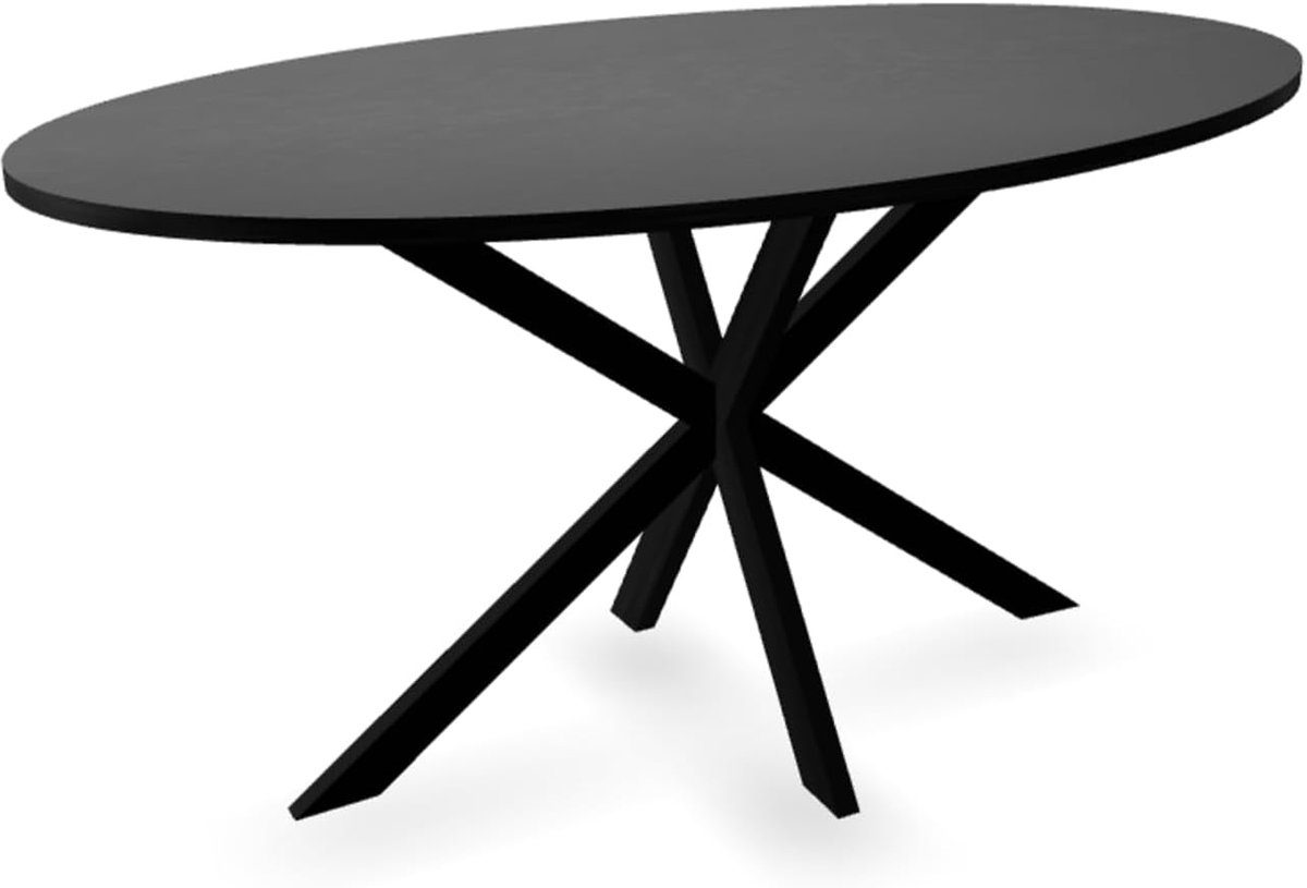 Eettafel ovaal 160cm Rato zwart ovale tafel MDF eetkamertafel