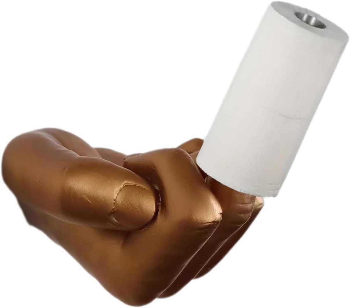 Toiletpapierhouder, gouden middelvinger stijl decor voor toilet of levende muur