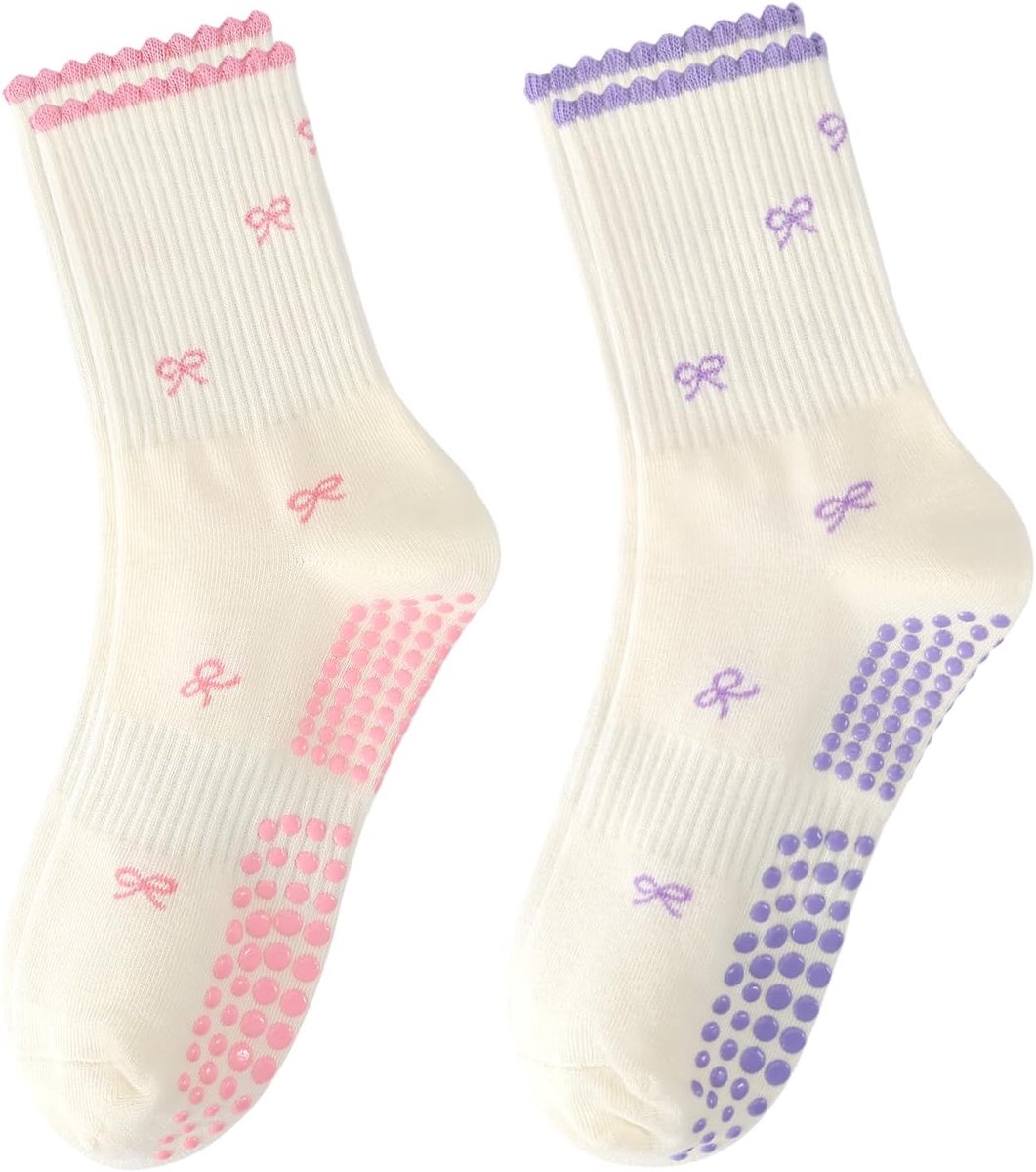 Sokken voor dames, mooie antislip sokken met hartpatroon, ideaal voor fitness, balletstang, dansen