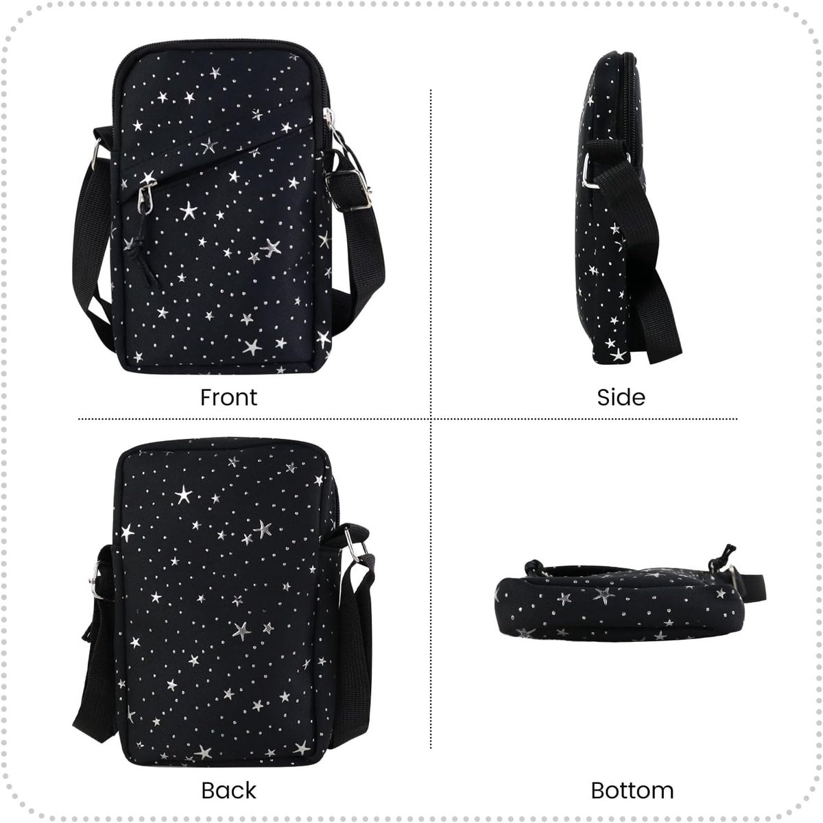 Schoudertas, lichte canvas herentas, mobiele telefoontas, portemonnee met verstelbare nylon riem, modieuze mini-crossbody tas, telefoontas, kleine schoudertas voor dames en heren thumbnail 4