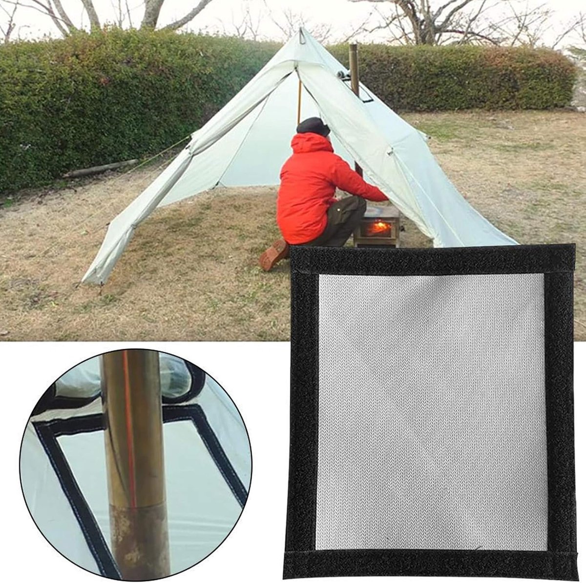 Doorvoer Set, Hittebestendige Tent Kachel Pijp Met Anti-Scald Ring, Voor Houtkacheltenten