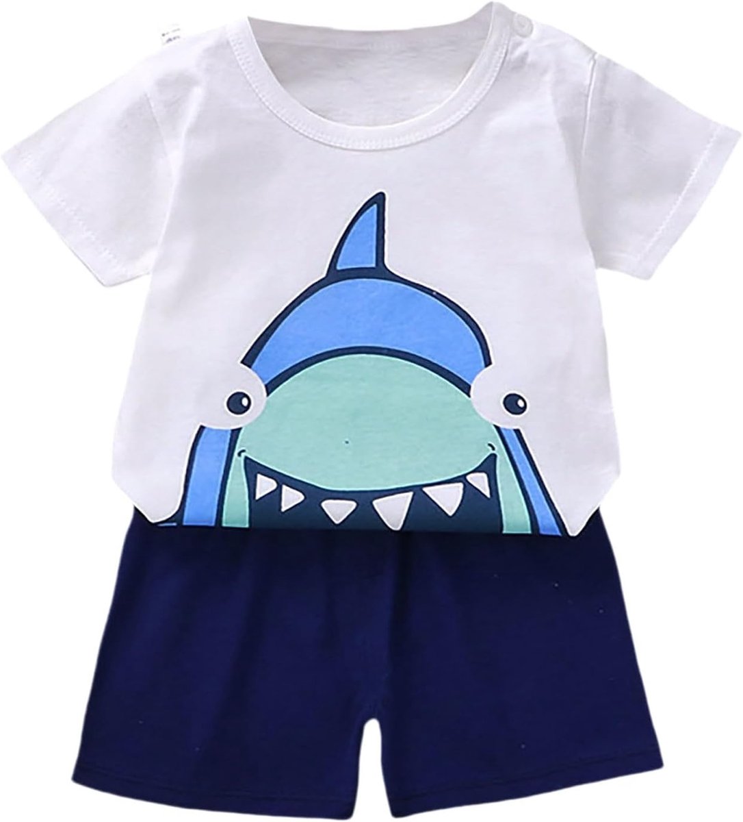 2-delige set voor kinderen, top met korte mouwen en shorts met cartoon-print voor jongens en meisjes