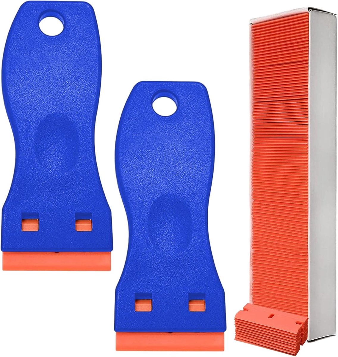 2 Pcs Plastic Scraper with 100 Plastic Blades, Multifunctional Non-Scratch Scraper Tool Kits, Adhesive Residual - ShopVlot
