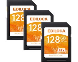 Ediloca SD Card 128GB, 3 Pieces, Memory Card, Up to 100MB/s, UHS-I, C10, U3, V30, Full HD & 4K Video, DSLR Camera SD - ShopVlot