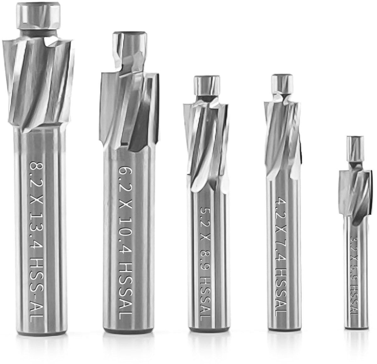 Countersink shank cutter set M3-M8 - HSS-AL - 4-snijder - ideaal voor het frezen van metalen - ShopVlot