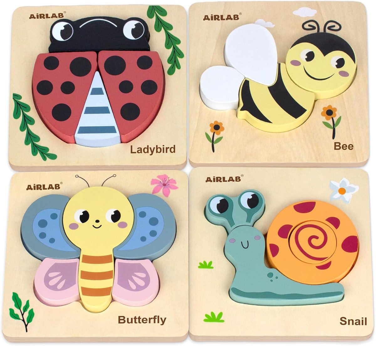 SnelShoppen - Houten Puzzels voor Peuters - Ocean Animals Vormpuzzels voor 1 2 3 Jaar Oud, Montessori Educatief Speelgoed, Veilig en Eco-vriendelijk,