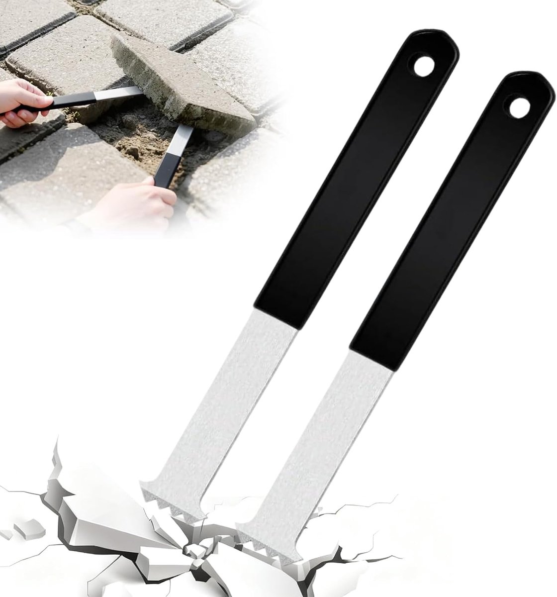 Lifting tools, patio tiles, 2 pieces, galvanised steel and non-slip handle, designed for effective lifting of garden - ShopVlot