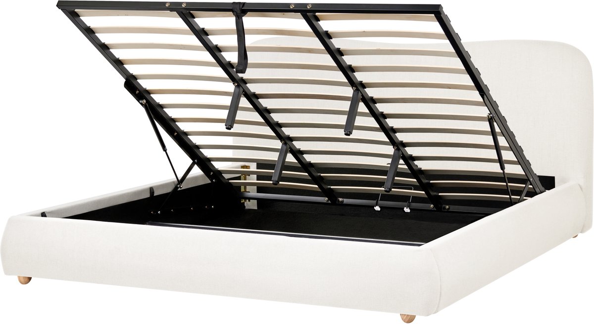 Beliani BLAGNAC - Bed opbergruimte - Gebroken wit - 180 x 200 cm - Polyester