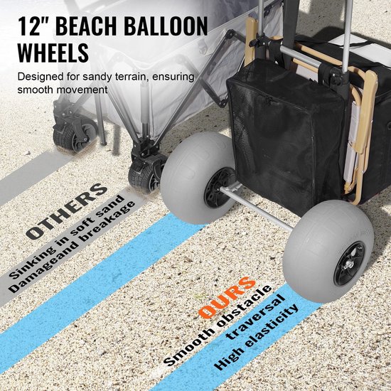 Novari - Bolderkar - Bolderkar opvouwbaar - Tuin - Trolley - Trolley op wieltjes - Kar - Draagvermogen 75kg - Brede luchtbanden — afbeelding 5