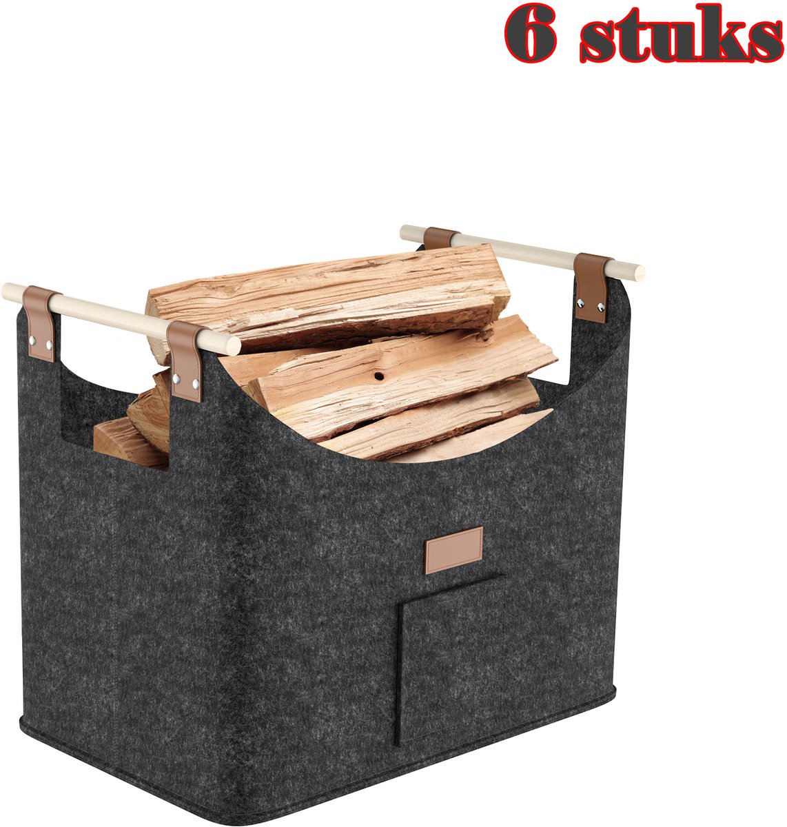 Houtmand 6 Stuks - Opvouwbaar - Vilt - 50 x 32 x 40 cm - Donkergrijs