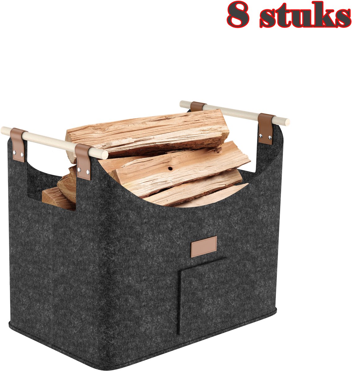 Houtmand 8 Stuks - Opvouwbaar - Vilt - 50 x 32 x 40 cm - Donkergrijs