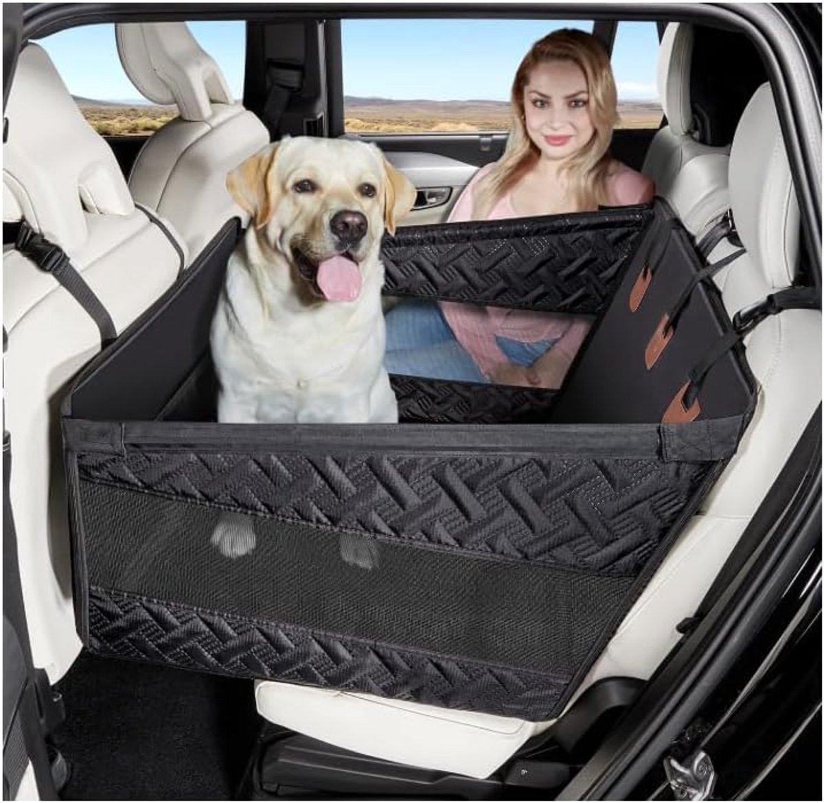 Autostoel voor honden groot - waterdicht 600D Oxford - antislip en versterkt - veilig en comfortabel reizen - ShopVlot